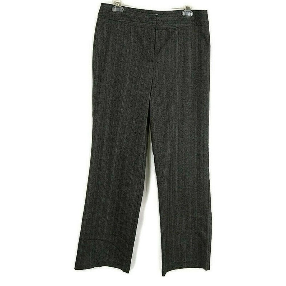 Chicos Womens sz 1 US 8 Dress Pants Gray Herringbone Straight Leg